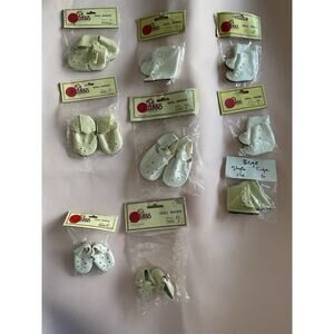 Lot of 9 Pairs Vintage Tallina's Doll Shoes Asst. Sizes Sandals Boots 50-90mm